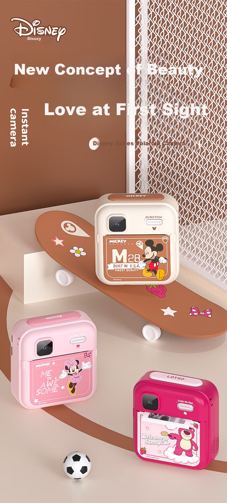 Disney Colorful Instant Camera for Children, Print Directly, Photo Toy, Birthday Gift for Boys And Girls, PC02 Minnie 1