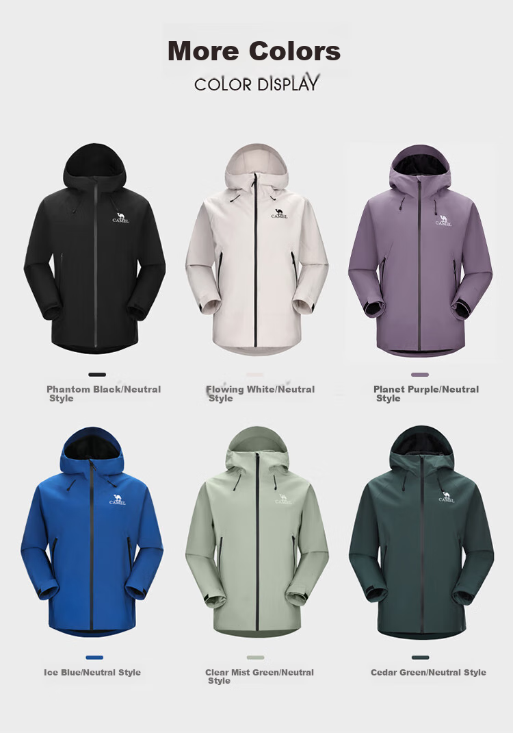 CAMEL Outdoor Hardshell Jacket for Men And Women, Unisex Style, Triple Protection Mountaineering Coat A34BA6B001 Ice Blue L 11