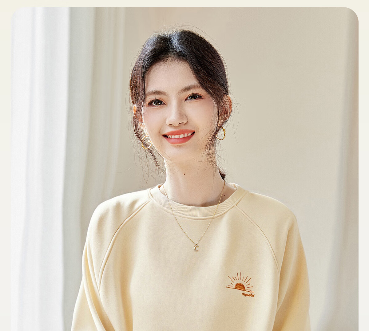 PinCai Relaxed Fit Sweatshirt for Women, Solid Color Round Neck Simple Loose Sweatshirt, Fashionable Casual Versatile Top P143W1031 17