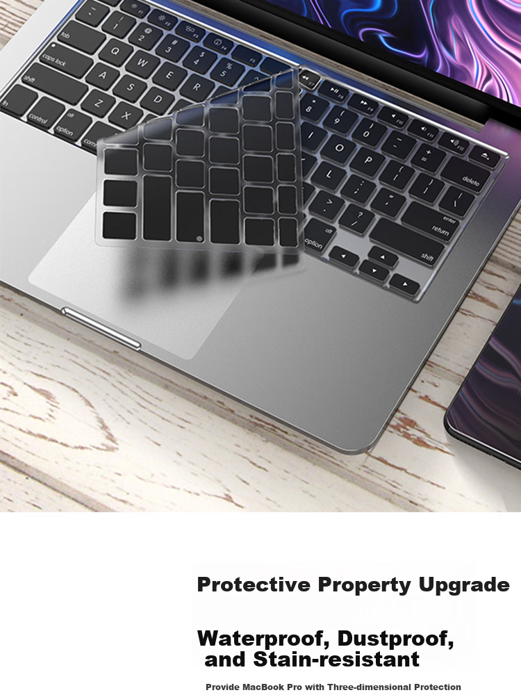 ESCASE MacBookPro 16/14 Inch 2021 Laptop Keyboard Protector for 14.2"/16.2" Universal, Apple Accessory A2442/A248new Soft Transparent Black 8