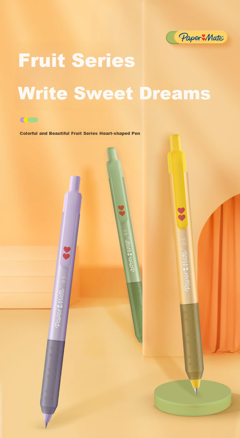 PAPERATE (Paper Mate) Gel Pen, 0.5mm, Stylish Retractable, Student Gift, Fruit Series Blueberry G210, Black, Pack of 6 1