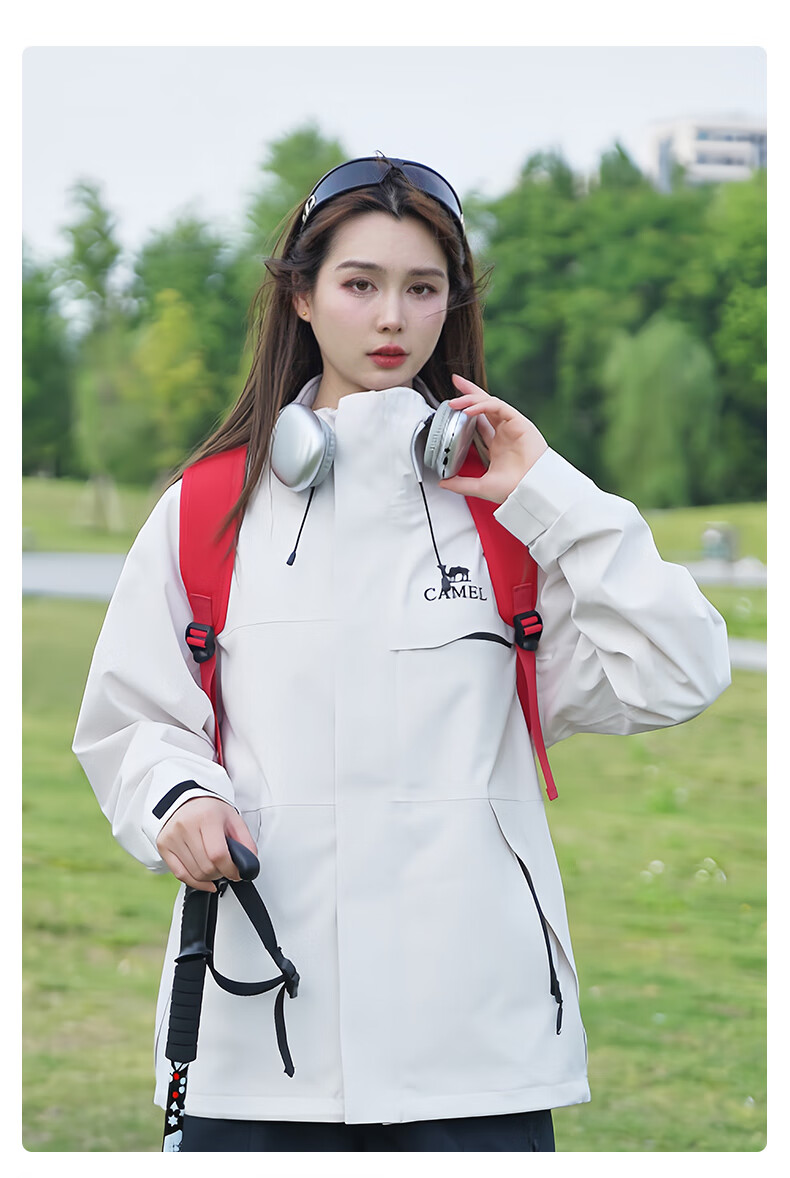 CAMEL [Zhuifengzhe Single-Use] Outdoor Waterproof Windproof Breathable Jacket for Couples Hiking W34CATG603B 15