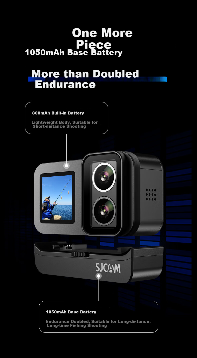 SJCAM Suying SJ20 Long-Lasting Version Night Shooting Dual Lens Anti-Shake Waterproof Action Camera Motorcycle Helmet Riding Recorder Outdoor Live Streaming Pre-Recording Vlog Fishing Camera 64 12