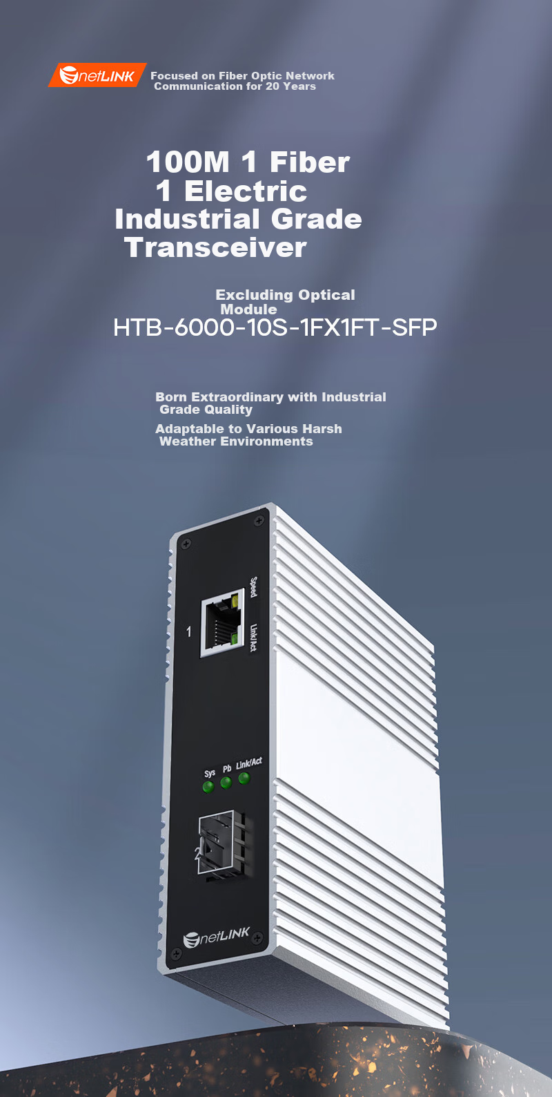 NetLINK Industrial Fiber Optic Transceiver Gigabit 1 Fiber 2 Electrical Optical Converter DIN Rail Industrial Switch HTB-6000-15S-1GX2GT-SFP 1