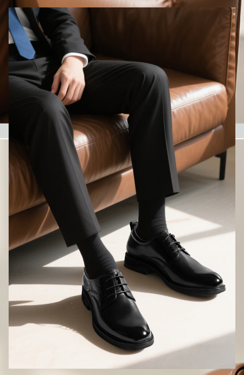 Kangnai Men's Shoes, Formal Business Leather Shoes, Casual Office Dress Shoes, Wedding Groom Shoes for Banquets, Black, Size 40 1