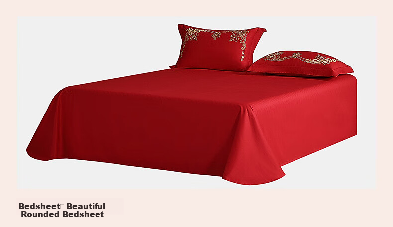 Shuixingjiafang Wedding Bedding Set of Six Pieces, 100% Cotton, Red, Wedding Bed Sheet And Duvet Cover, New Wedding Gift, European Embroidery Style, for 1.8m Bed 20
