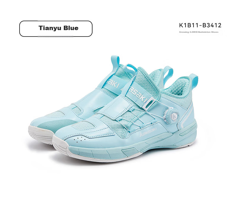 KAWASAKI Badminton Shoes, Wear-Resistant Button Laces, Men's And Women's Sports Shoes, Chuanyue 2.0 Mid, Beige/purple, Size 45 22