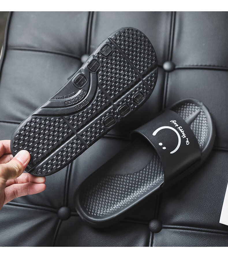 XGGC Japanese-Style Slippers Summer Men's Home Soft-Soled Indoor Shower Non-Slip Couple Outdoor Wear Sandals Women's Black 38-39 2