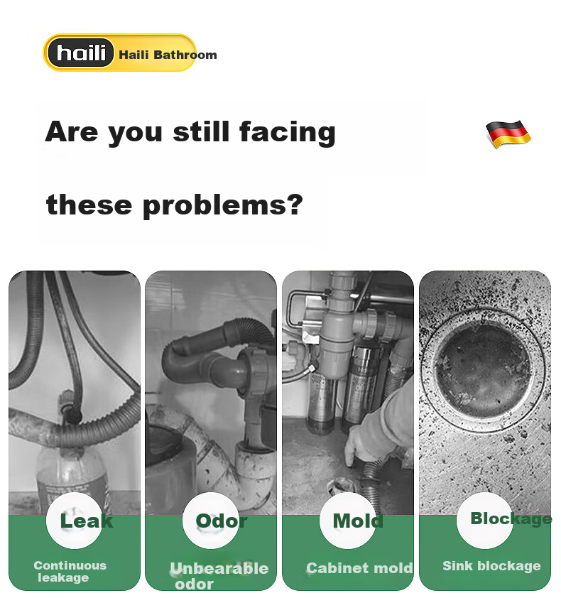 Haili Kitchen Sink Drain Pipe Set, Double Sink 110mm Drainage System, Dishwashing Basin Drainage Pipes, Water Seal, Odor Prevention S16 3