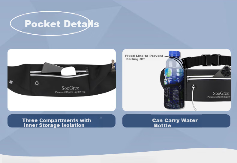 SooGree Sports Running Waist Pack with Phone And Earphone Holder, Adjustable Belt, Portable Outdoor Storage Gear 5