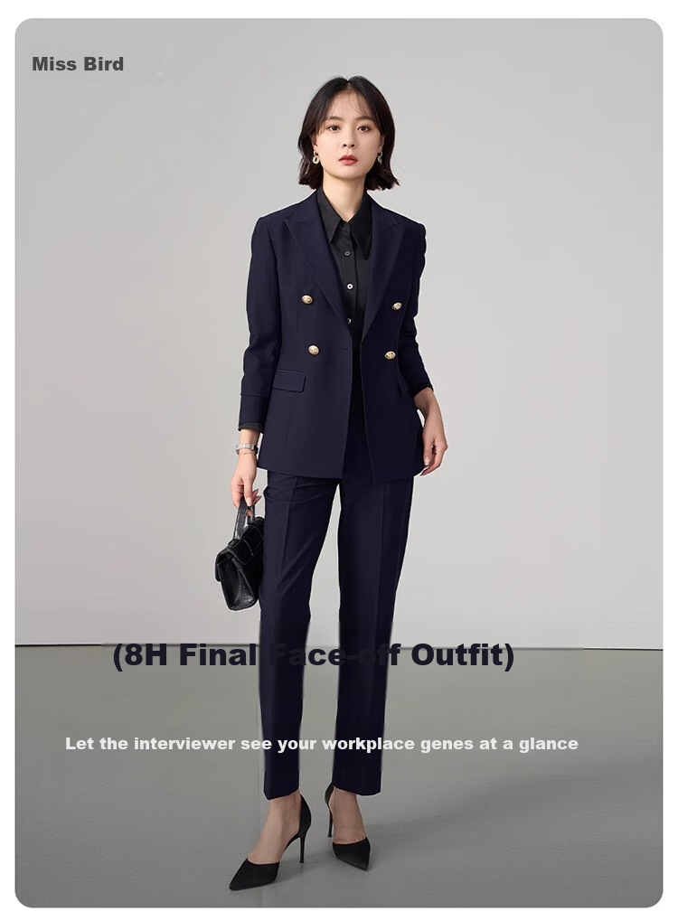 Bodexiaojie Navy Blue Professional Suit Jacket for Women, Slim Fit Elegant Formal Wear for Office And College Students' Interviews 1