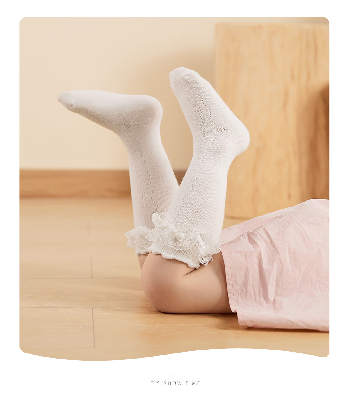 Snoffy Children's Socks, Girls' Princess Socks, Summer Mid-Calf Socks for Little Girls, Ballet Style Breathable Cotton Socks, White 2 Pairs, Size S 3