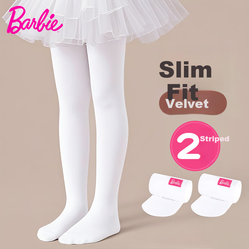 Barbie Children's Dance Tights, Girls' Pantyhose, Thin Spring And Autumn Style, White Stockings, Specialized for Practice And Dance, Base Layer Socks