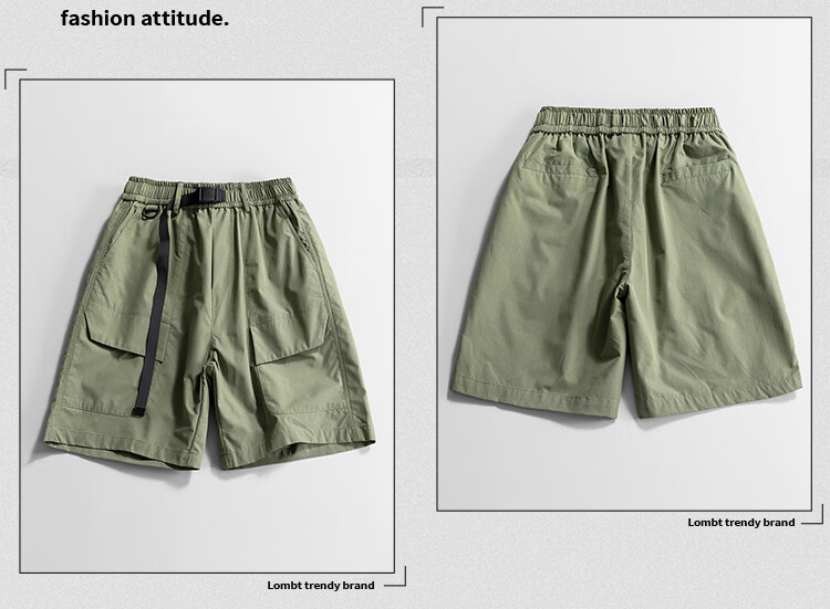 LOMBT American-Style Cargo Shorts for Men, Summer Loose Casual Sports Retro Knee-Length Shorts MT01 Light Army 2XL 11