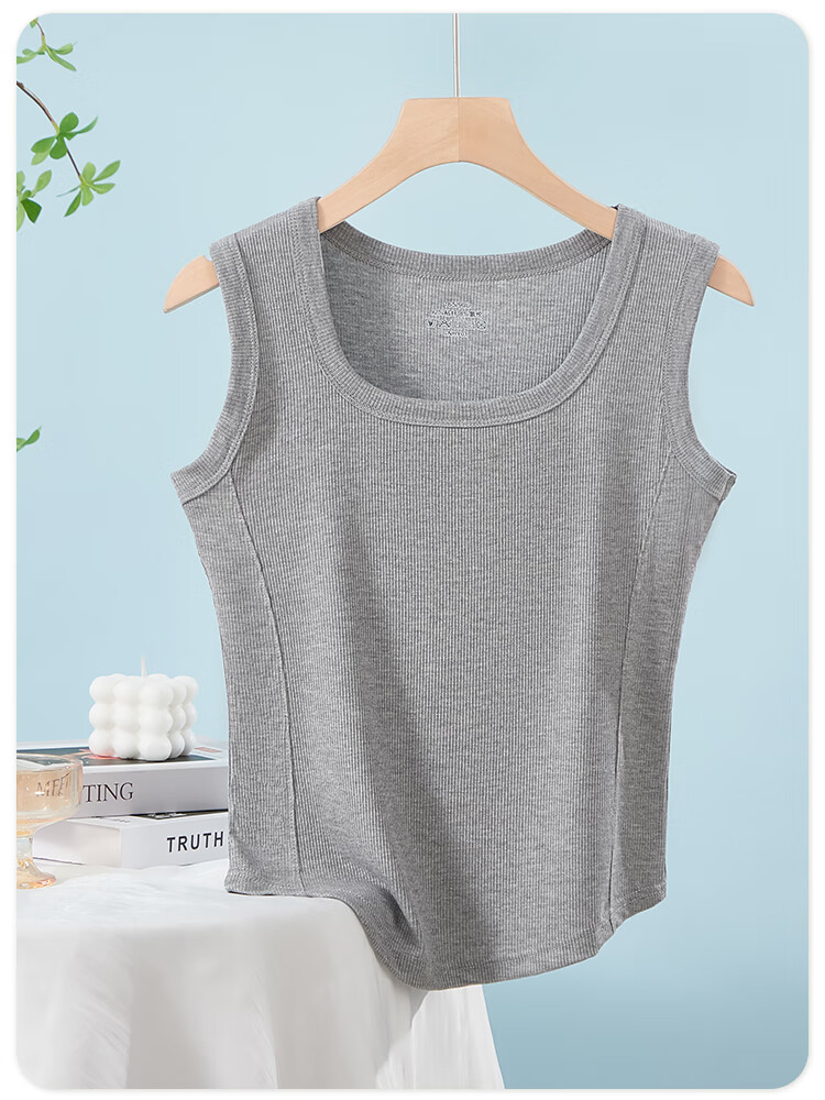 Yiershuang Women's Summer Thin Ribbed Slim Fit Tank Top, Stylish Back, Versatile Innerwear and Outerwear Camisole 10