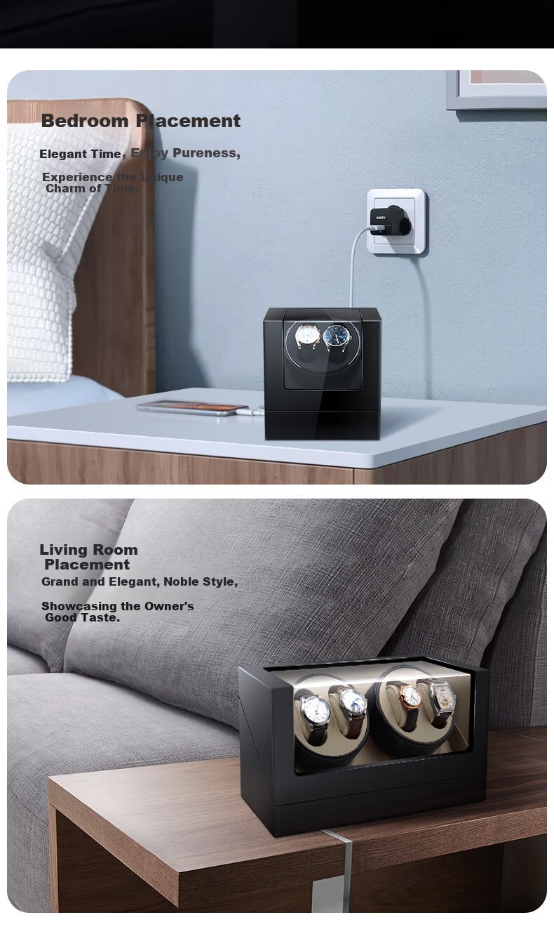DUOJINJIANG Wristwatch Converter, Automatic Anti-Magnetic Watch Winder with Atmosphere Light, Can Store Watch (Battery + Plug-In) 7