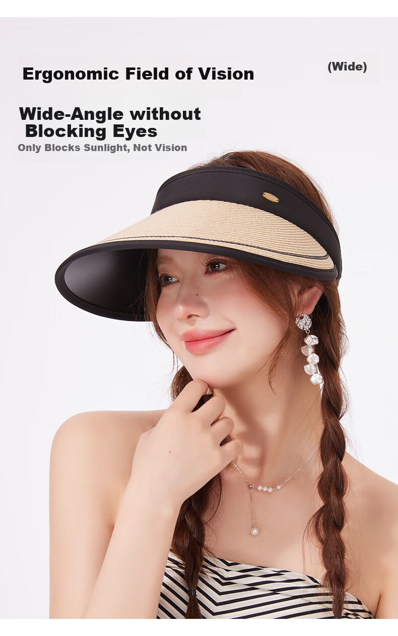 CACUSS Women's Summer Straw Sun Hat with Open Top, Wide Brim, Fashionable Floral Ribbon, Face-Slimming Sun Hat, Huaxin Coffee Color 9