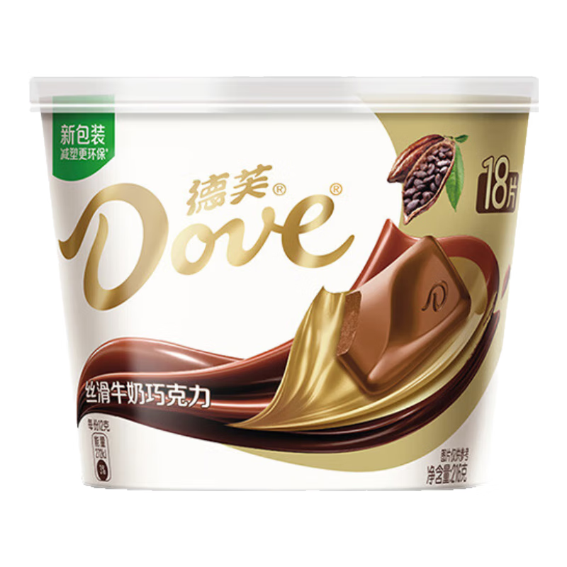 德芙 全家桶 丝滑牛奶巧克力 碗装18粒216g 休闲零食 糖果 生日礼物
