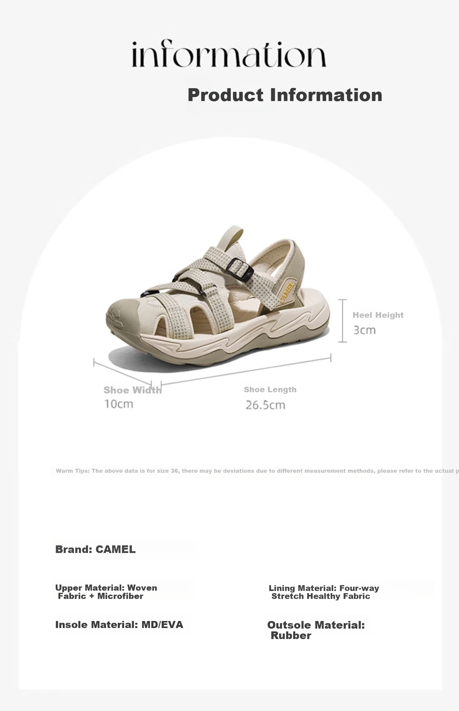CAMEL Summer Outdoor Closed-Toe Sandals for Men And Women, Quick-Drying Beach Shoes for River Tracing And Water Activities F24B162050M 14