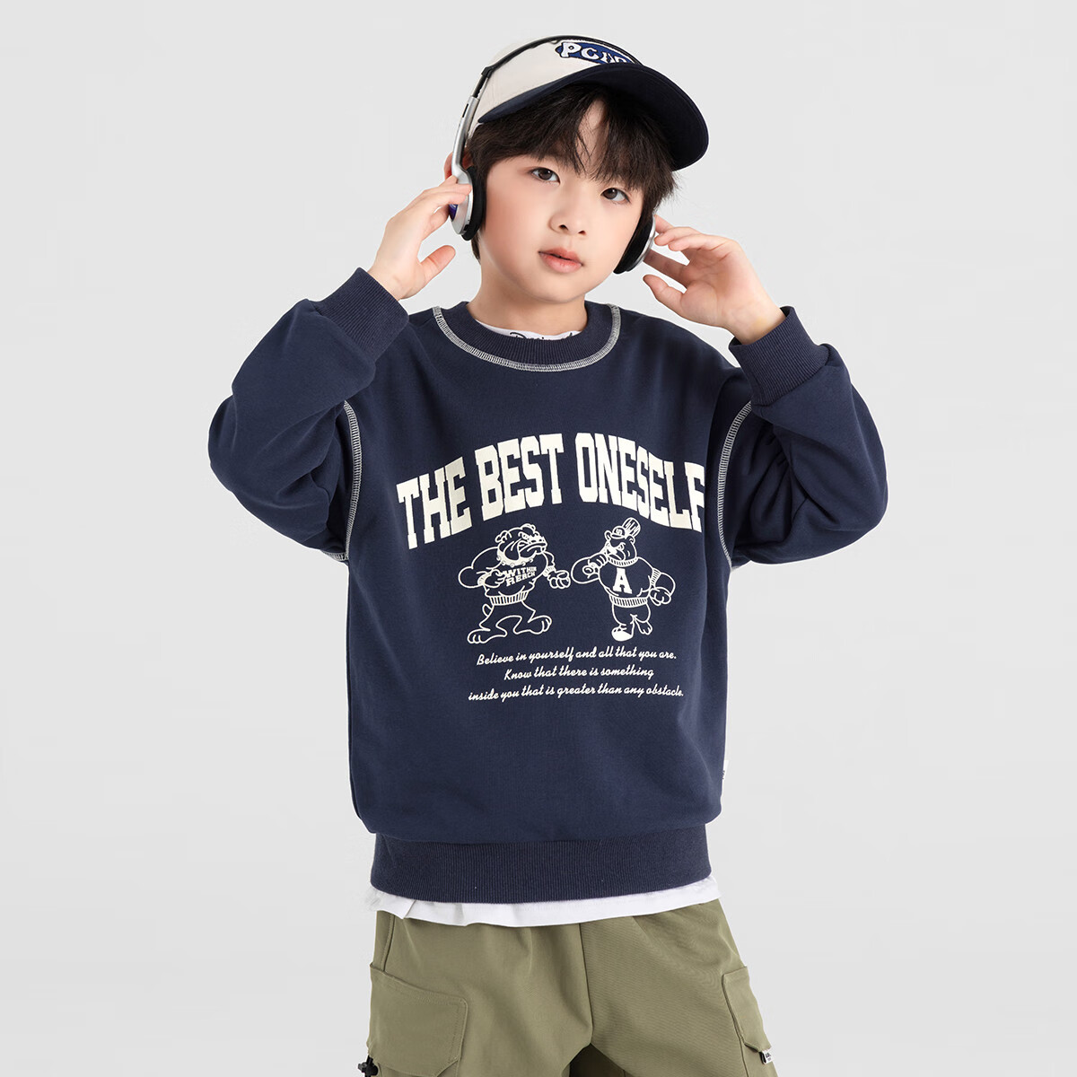Duoduojia Boys' Casual Sports Sweatshirt, Spring And Autumn 2026 Style, Loose-Fitting Top, Comfortable Autumn Wear, Fashionable Children's Base Layer Pullover