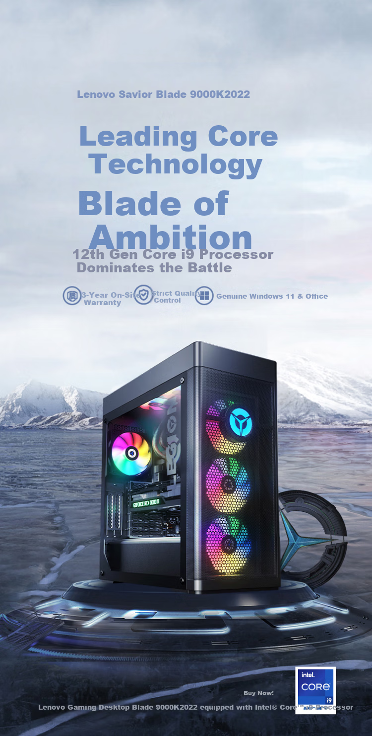 Lenovo Legion Blade 9000K Gaming Desktop PC (U9-285K RTX 5090DV2 24GB GPU 64GB DDR5 Liquid Cooling) 1
