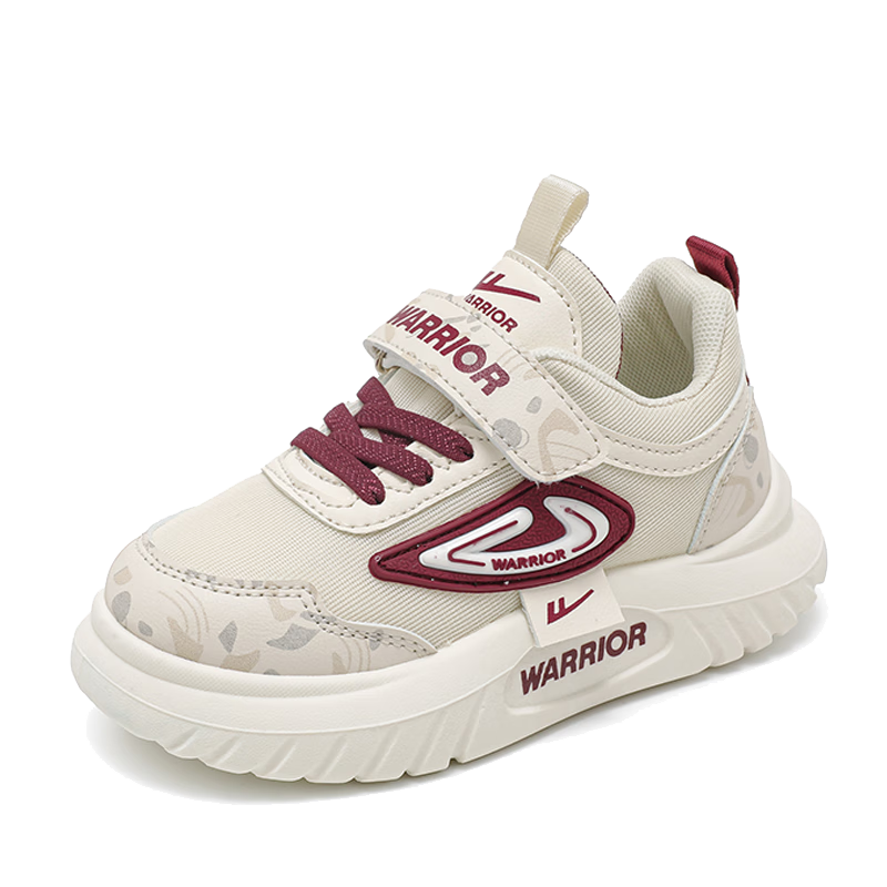 Warrior Girls' Spring and Autumn Mesh Breathable Sports Shoes Soft Sole Running Shoes WZ(CL)-0926 Rice Wine Red Size 33