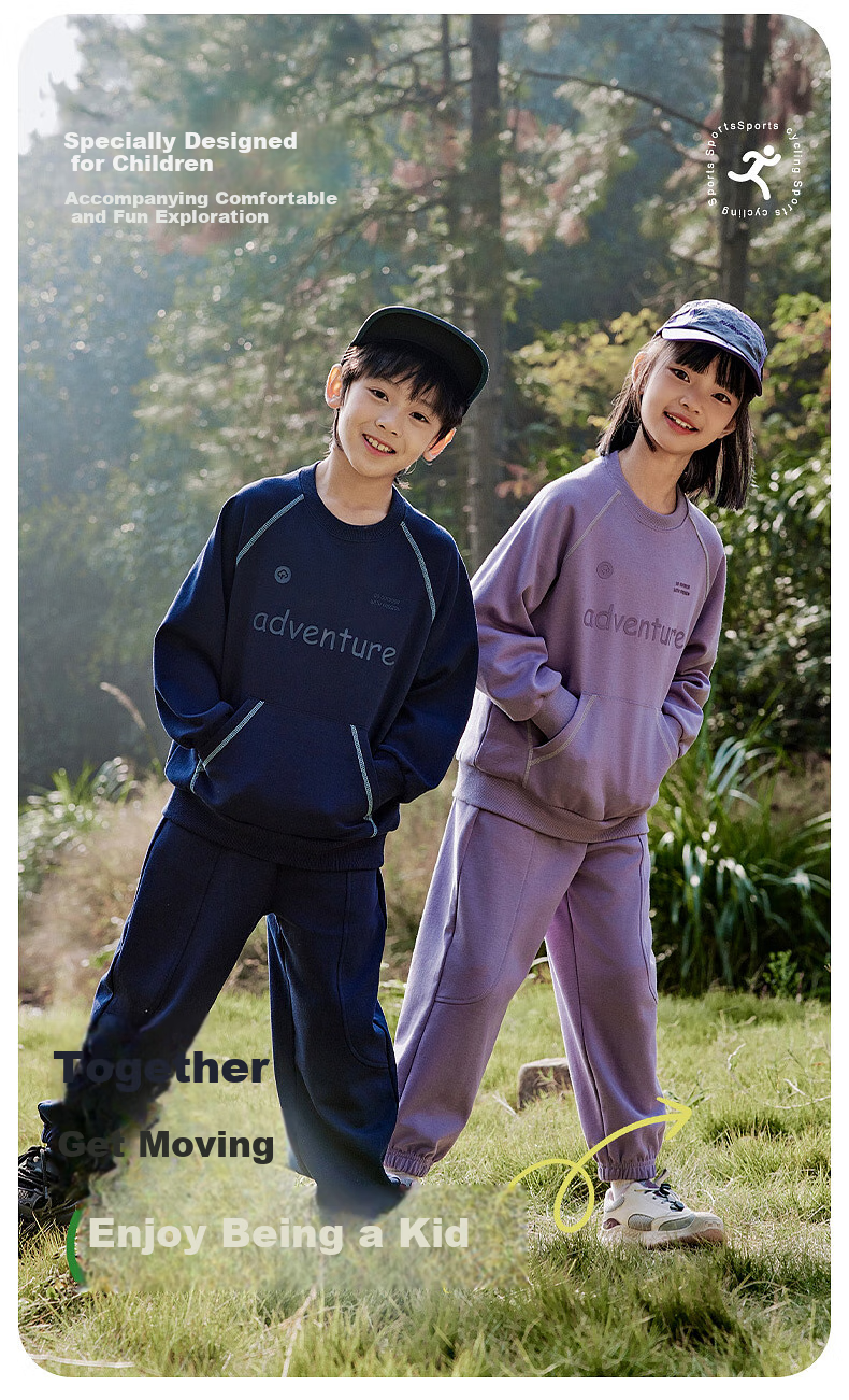 EBAER Children's Casual Sweatshirt Set Spring Outfit, Boys And Girls Top Jacket And Pants Two-Piece Set, Midnight Blue, Size 120 2