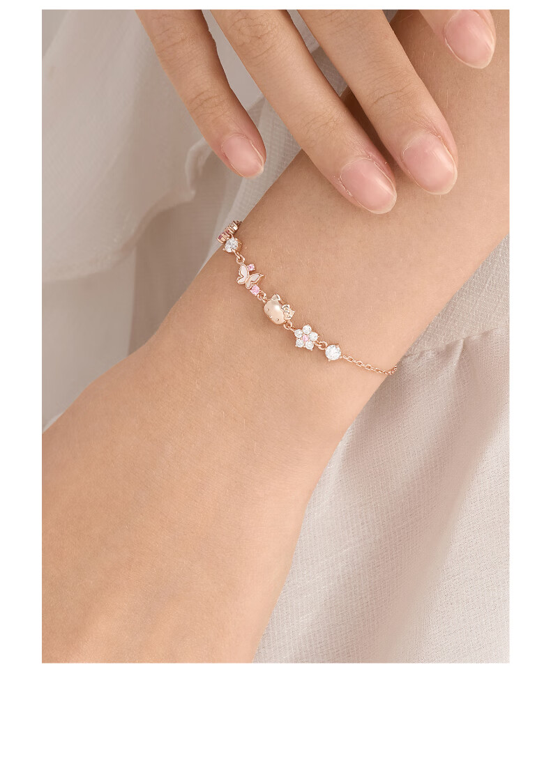 Chao Se Hui Sanrio Hello Kitty Butterfly Sterling Silver Bracelet Girls Birthday Gift Luxury Gift for Women 6223 1