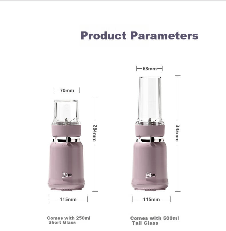 Thimax 15-Second Light Meal Blender, Home Small Mini Portable Fruit And Vegetable Processor, High-Power Fully Automatic Juicer [0.5L + 0.25L Dual Cups] 3466 Pink 9