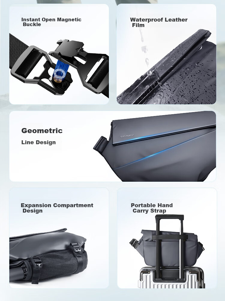 SEPTWOLVES Magnetic Buckle Crossbody Bag for Men, Portable Motorcycle Casual Sports Chest Pack, Cycling Messenger Bag, Birthday Gift for Me 3