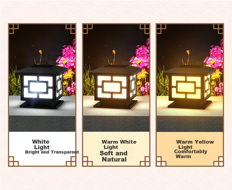 Intelamp Solar Wall Column Light, Outdoor Courtyard Gate Pillar Light, Flat Roof LED Exterior Waterproof Landscape Decorative Light 6
