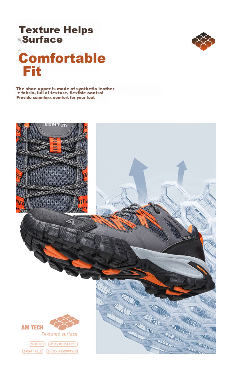 HUMTTO Summer Mesh Breathable Hiking Shoes, Large Pore Breathable Mesh Men's Outdoor Casual Trekking Shoes, White/light Blue, Size 45 2