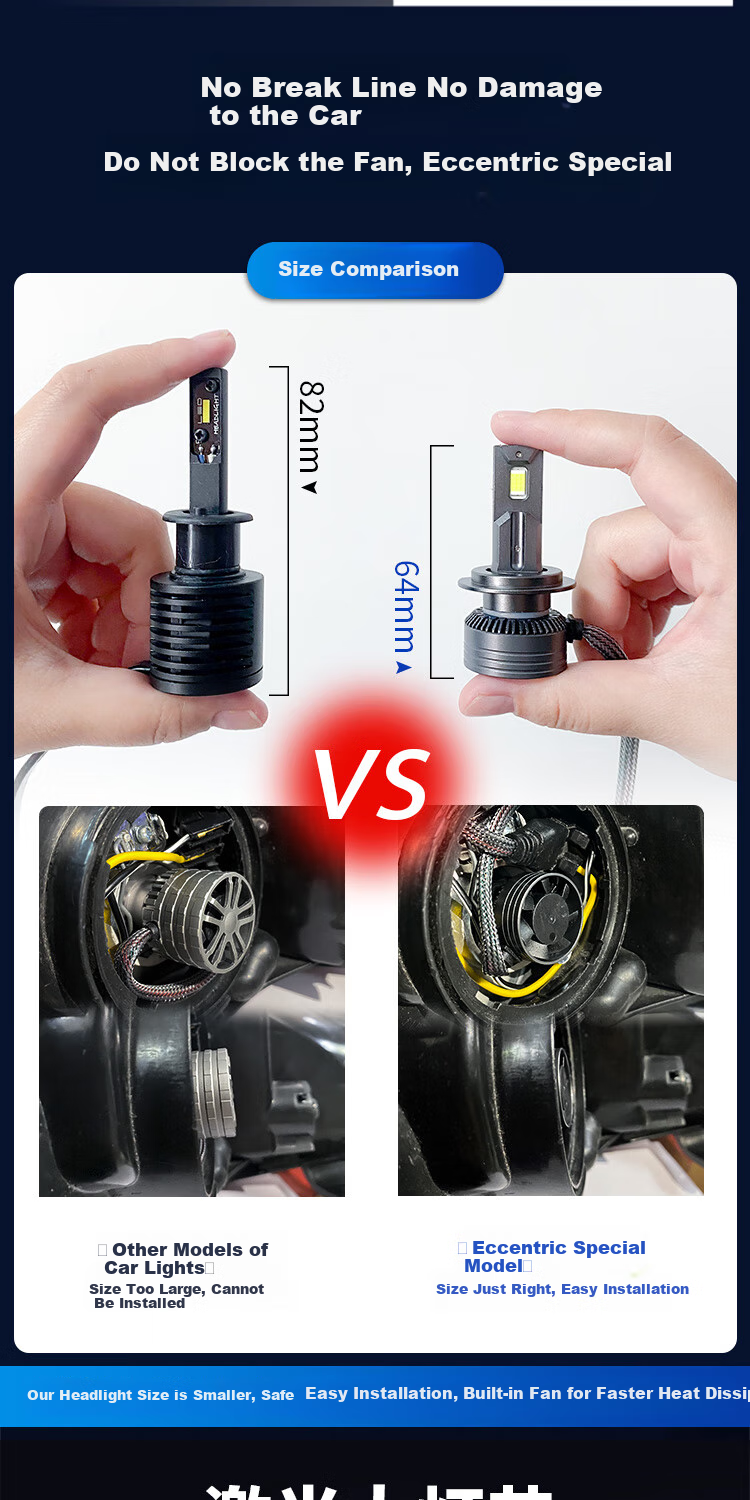 KEPUSHI Automotive LED Headlight Bulb H1/h4 LED Car Light Laser High And Low Beam Integrated Strong Light Bulb High And Low Beam Light 3