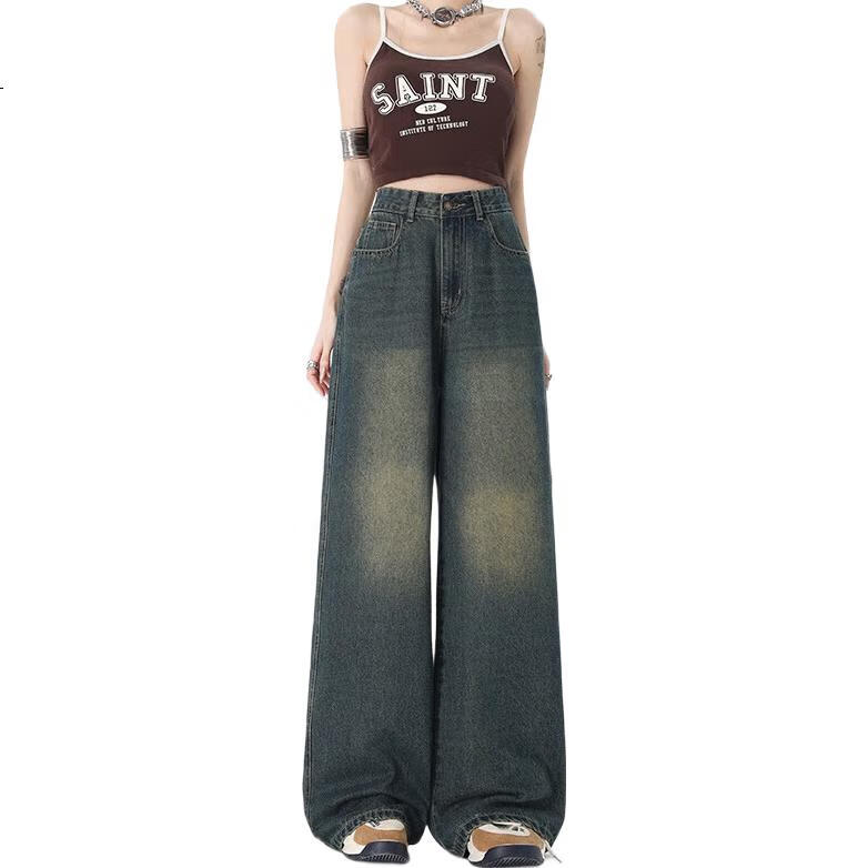 Джинсы Jeanswest женские, винтажные, с высокой талией, широкие, прямые, синие, размер L