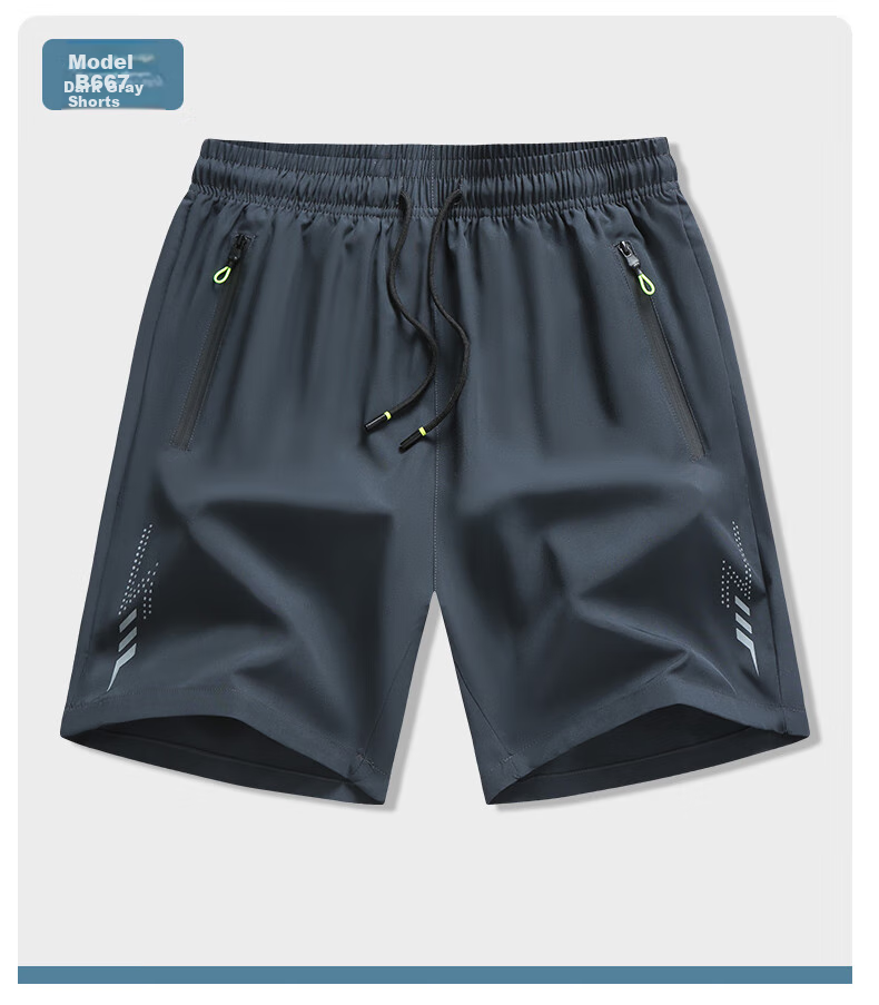 Jeanswest Men's Shorts, Trendy Summer Ice Silk Pants, Breathable Quick-Dry Sports Casual Five-Point Shorts, Running Pants, Beach Shorts for Me 11
