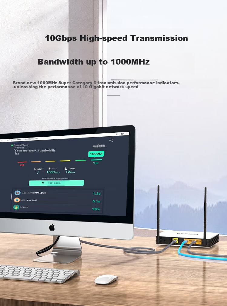 CHOOSEAL Cat6A Ethernet Cable, Single-Strand Pure Copper Thickened Cat6A Double-Shielded High-Speed Network Patch Cord, 10 Gigabit Network Connection, Computer Broadband Gaming Pre-Made Cable, 15 Meters, QS2669 3