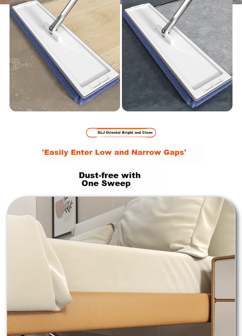 Dongfangliangjie Mop, Household All-In 40cm Large Size, No-Hand Wet And Dry Flat Mop with Storage Tank, Direct Drainage for Dirty Water 9