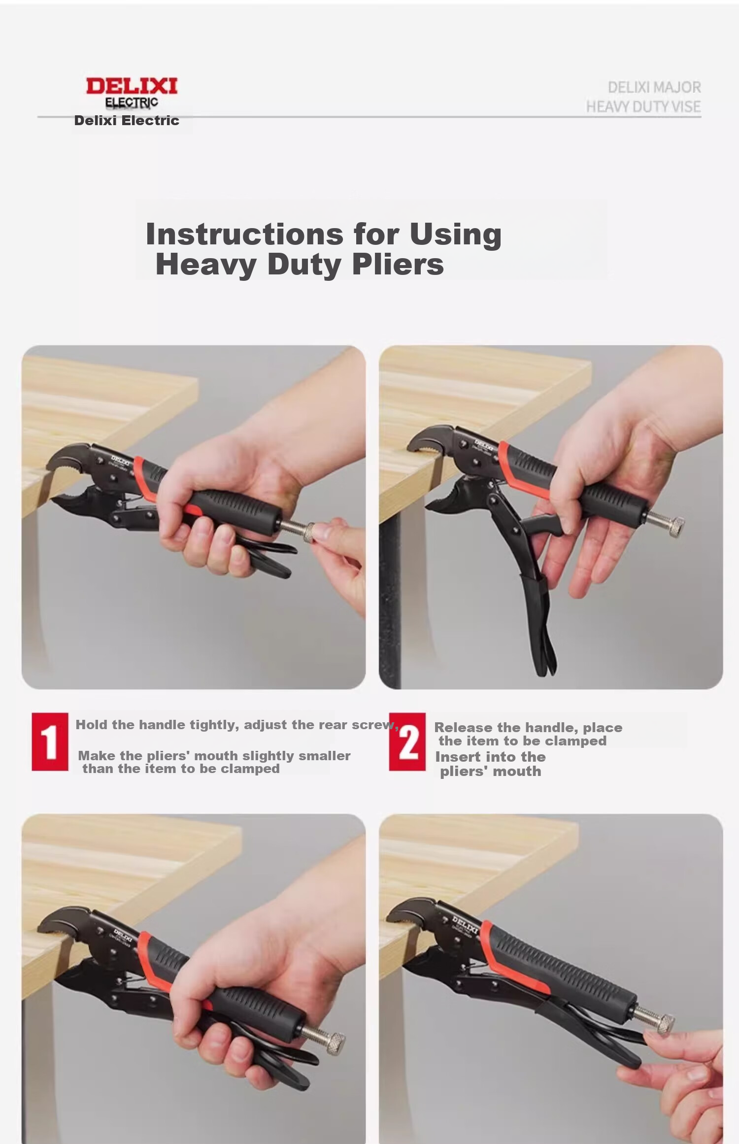 DELIXI Multi-Functional Pliers, Universal Pressure Clamp Tool, Industrial-Grade Manual Fixed Universal Pliers 15