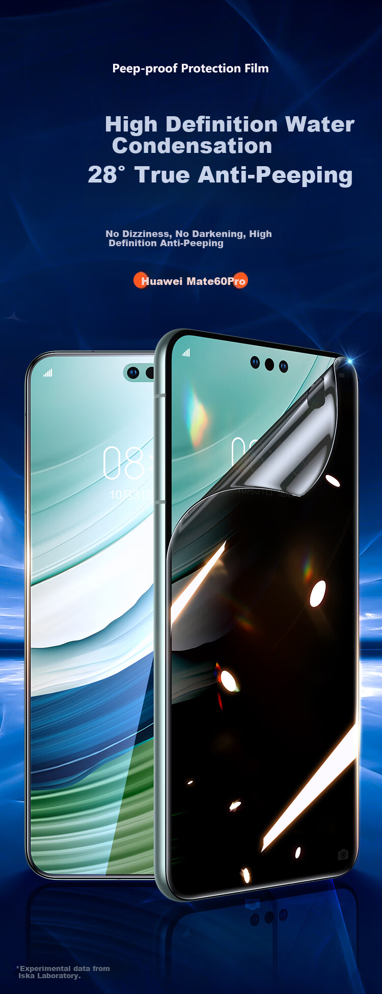 Yisika [Privacy Screen Protector 2 Pieces] for Huawei Mate60Pro/+ Hydrogel Soft Film, Mate60rs Master Edition Phone Screen Protector, Anti-Peeping, High-Definition Full Screen, Non-Tempered Glass JM881 1