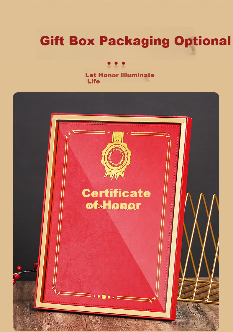 SHEN SHI A4 Leather High-Quality Certificate Cover for Diplomas, Honorary Certificates, Graduation Certificates, Training Certificates, with Inner Pages That Can Print Logo, Vertical Blue (Graduation Certificate) Inner Page 1 Sheet 5
