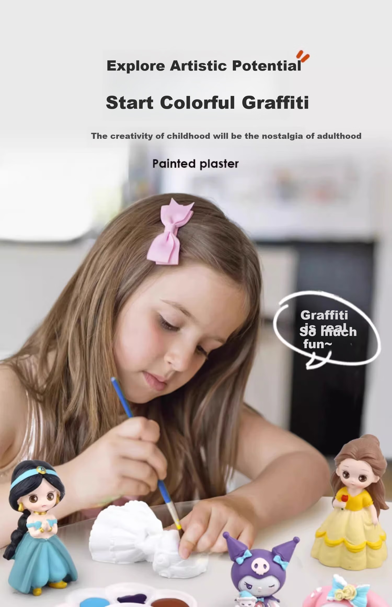 Shangmeibeibei Plaster Doll Coloring Craft DIY Painting Toy for Boys And Girls 3-6 Birthday Gift Princess Series 3