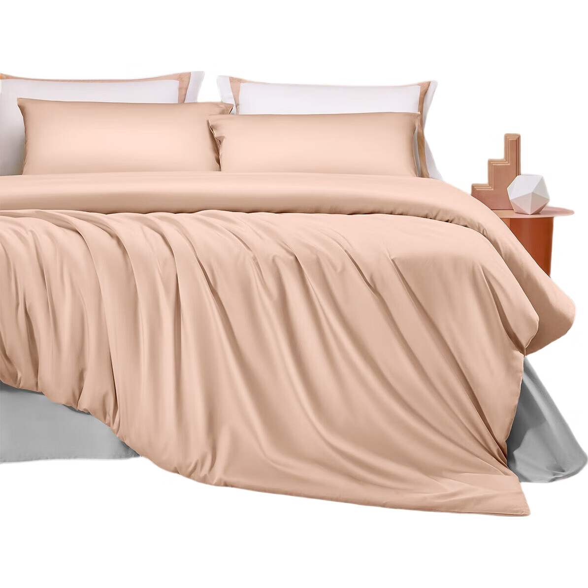 Комплект постельного белья LUOLAI Home Textile, 60 нитей, 100% хлопок, сатиновое плетение, размер 200*230 см, цвет розовый