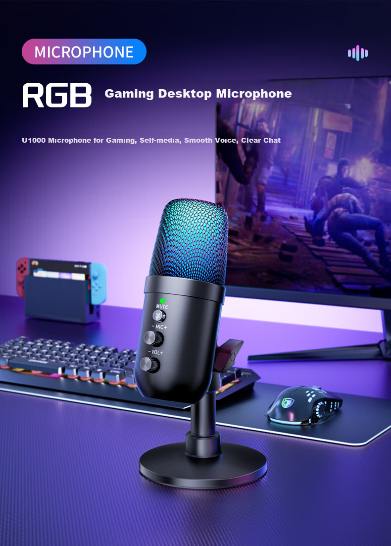 Haomuren Suspended Arm Stand Computer Microphone, USB Desktop Noise-Cancelling Microphone, Gaming E-Sports Live Streaming Condenser Mic for Desktop And Laptop Recording, Karaoke, Streamer Voice-Over Equipment 9