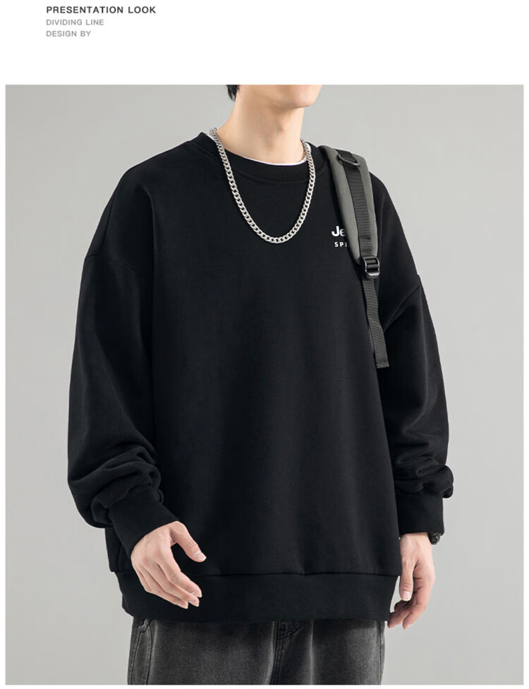 JEEP SPIRIT Men's Sweatshirt, Round Neck Jacket, Men's Autumn And Winter Long-Sleeve T-Shirt, Men's Base Layer, Casual High-End Top Clothing 4
