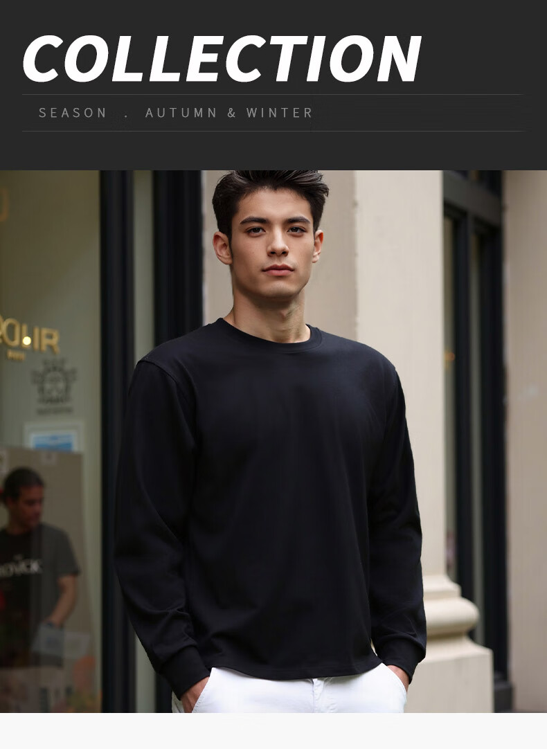 ROMON Men's Spring and Autumn Cotton Loose Long Sleeve Casual Fashion Pullover Sweatshirt 1