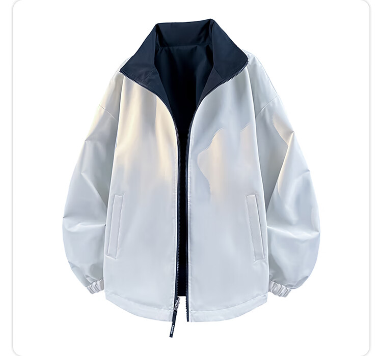 Wassup Sohot Men's Jacket, Spring And Autumn Reversible Outdoor Coat, Trendy Casual Stand-Collar Flight Jacket, Black, 3XL 6