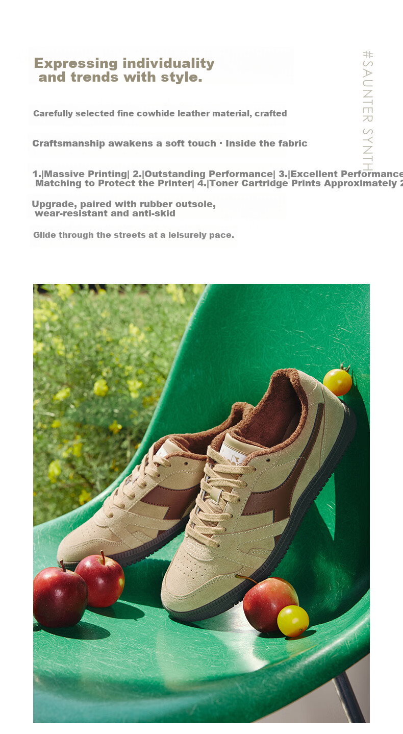 Diadora Men's And Women's Casual Shoes SAUNTER Synth White/black, Recommend Ordering Half Size Up, 40.5 10
