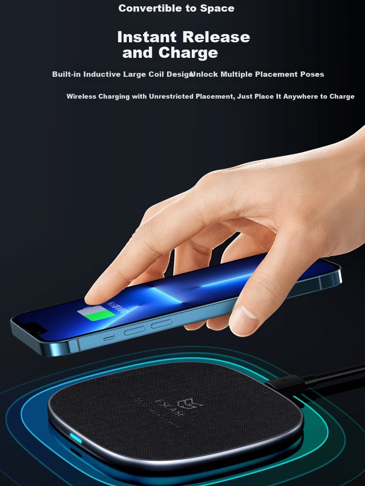 ESCASE Wireless Phone Charger, Desktop Charging Pad Base, 10W Compatible with Apple IPhone 16/15/14/13 Pro Max/Earphones, Huawei Xiaomi WBF13 Khaki Color 4