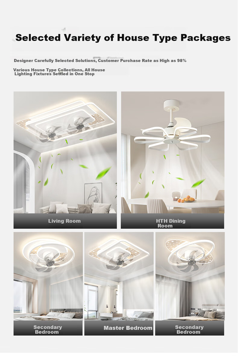 Zhangcheng LED Ceiling Fan Light, Integrated Bedroom And Dining Room Eye-Protecting Zhongshan Lighting Fixture with Installation Included 17