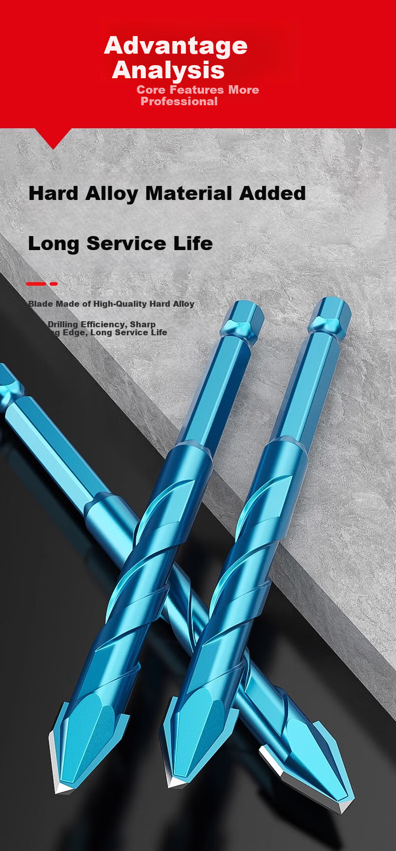 HUHAO Ultra-Hard Ceramic Angled Eccentric Drill Bit, Alloy Triangular Drill Adapter, All-Ceramic Tile Drilling Special Drill Bit, 6mm 7